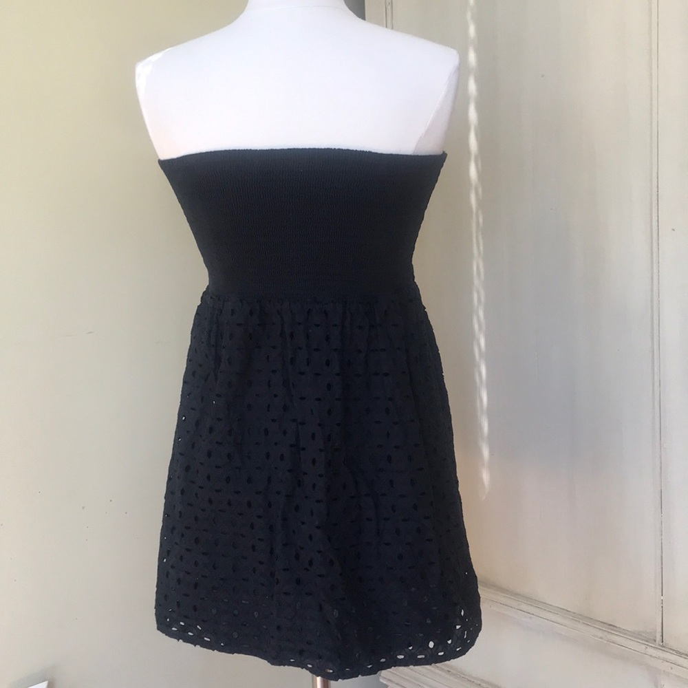 American Eagle Black Eyelet Strapless Dress - Picture 2 of 3